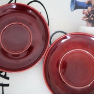 Set of Two Red Ceramic Saucers/Plates